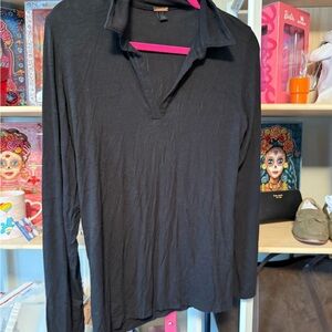 Magaschoni Ribbed Long Sleeve V-Neck Top | Size Large | EUC